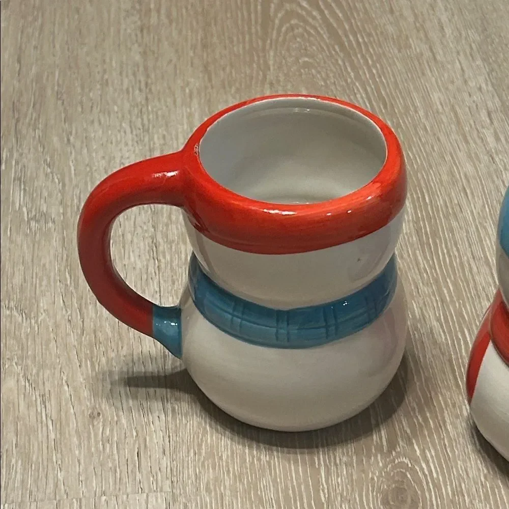 Bay Island Set of 2 Christmas Snowman Ceramic Mugs Set